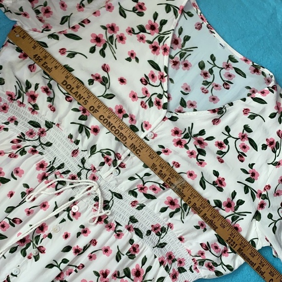 BEACH PARTY floral maxi dress smocked stretchy waist tassel strings size XXL - Picture 15 of 16